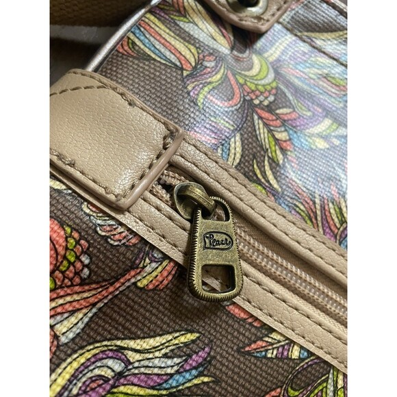 SakRoots Multicolor Bird Floral Crossbody Bag Purse Tan Adjustable Strap Brown - Picture 13 of 16